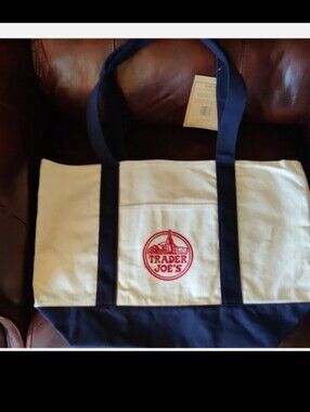 NEW LARGE Trader Joe's Limited Edition Canvas Tote Bag - Navy